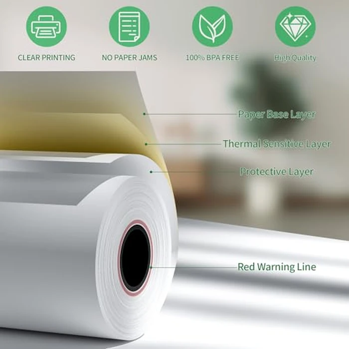 (50 Rolls) 2 1/4" x 85' Thermal Receipt Paper Rolls, Cash Register POS Thermal Paper Rolls, Credit Card Paper Rolls Thermal 2 1/4 in x 50 ft. by MultiLabel - Image 3