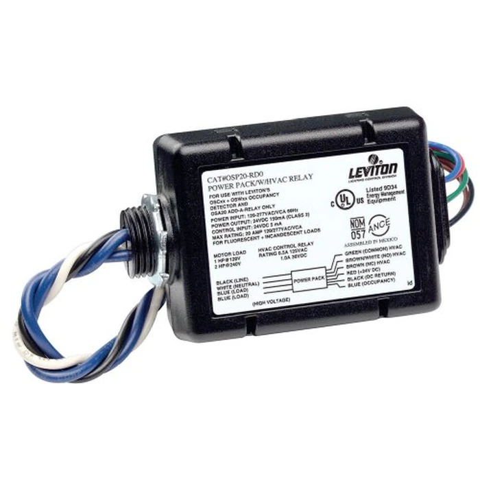Leviton Power Pack for Occupancy Sensor with HVAC Relay, 15 Amp FL, 347VAC 60Hz, OSP15-R30, Black by Leviton - Used - Like New condition