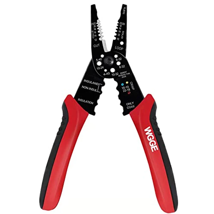 WGGE WG-015 Professional 8-inch Wire Stripper/Crimping Tool, Cable Cutter/Crimper, Wiring and Multi-Function Hand Tool, Red With Black by WGGE - Used - Like New condition - US$8.36