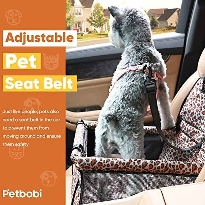 Petbobi Small Dog Car Seat, Dog Car Booster Seat for Small Medium Dogs 5-15 lbs, Foldable Front Seat Safety with Sturdy PVC Tube Frame, Breathable Mesh, Leopard Print by Petbobi - Image 4