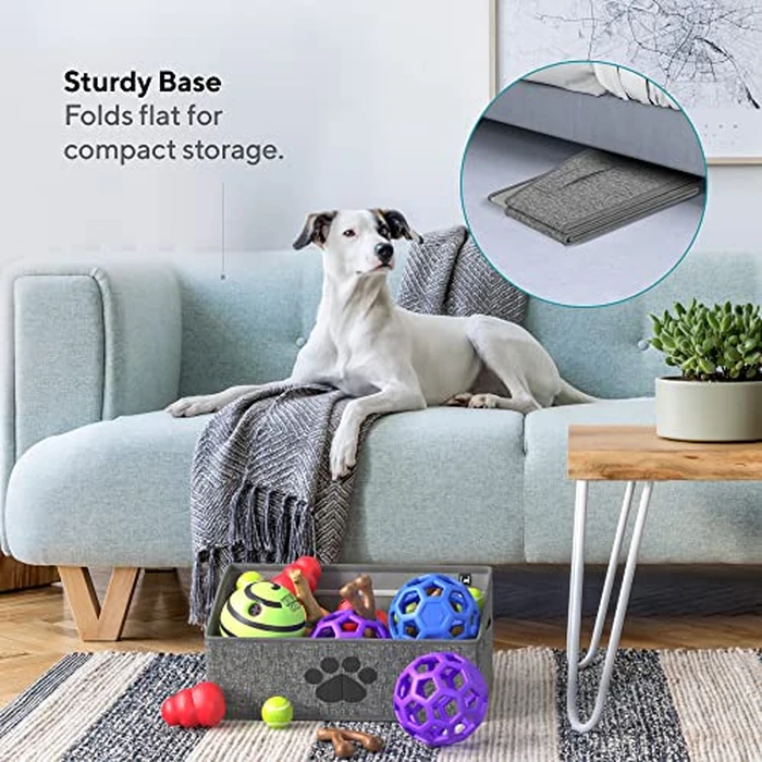 Mindspace Dog Toy Box Organizer - Dog Toy Bin for Dog Toy Storage, Dog Toy Basket for Pet Storage - Dog Treat Basket, Dog Toy Chest - Open Storage Box, Fabric Storage Bin | Oxford Collection (Paw) by Mindspace - Image 2