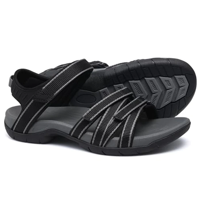 shevalues Hiking Sandals for Women Comfortable Outdoor Walking Sport Sandal with Adjustable Straps and Arch Support, Dark Grey 40 by shevalues - Used - Like New condition - US$33.24