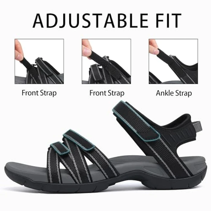shevalues Hiking Sandals for Women Comfortable Outdoor Walking Sport Sandal with Adjustable Straps and Arch Support, Dark Grey 40 by shevalues - Image 4