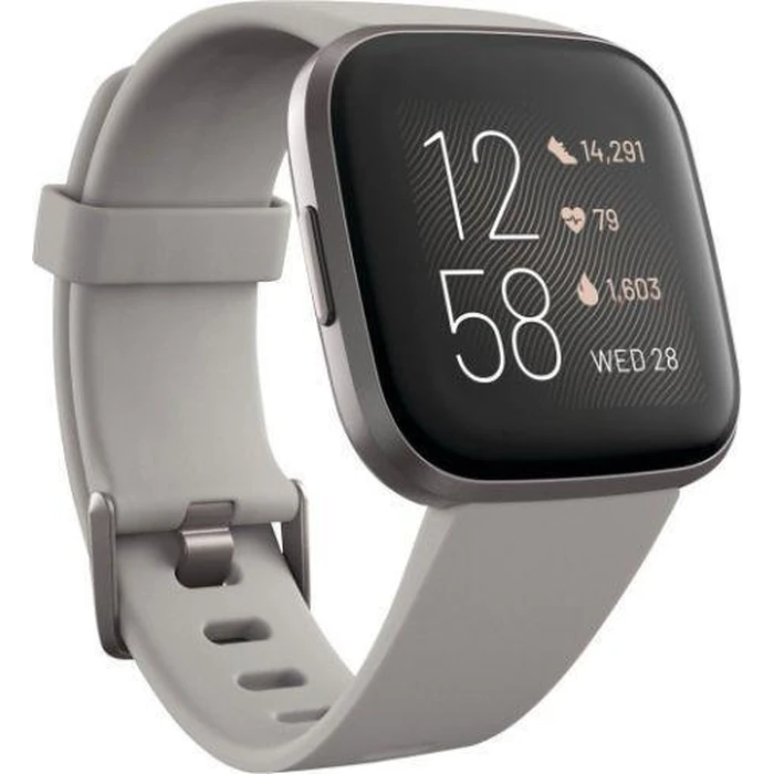 Fitbit Versa 2 Health and Fitness Smartwatch - 40mm - Mist Grey Aluminum Case with Stone Silicone Classic Wrist Band by Fitbit - Image 2