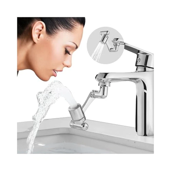 Patented CECEFIN 1080 degreesSwivel Faucet-Extender Sink-Aerator - 2-Mode Splash Water Tap Extension, Kitchen Bathroom 360 Rotate Spray Attachment, Multifunctional Universal Robotic Arm -Wash Hand/Hair/Face by CECEFIN - Used - Like New condition - US$15.20