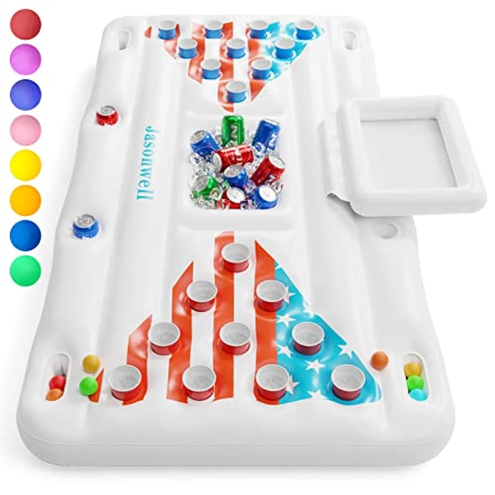 Jasonwell Pool Toys Games Floats - Adult Pool Pong Table Game Float with Cooler Cup Holders and 8 Balls Floating Pong Toss Party Games Water Toys Inflatable Lounge Raft Pools Accessories for Adults by Jasonwell - Used - Very Good condition - US$28.10