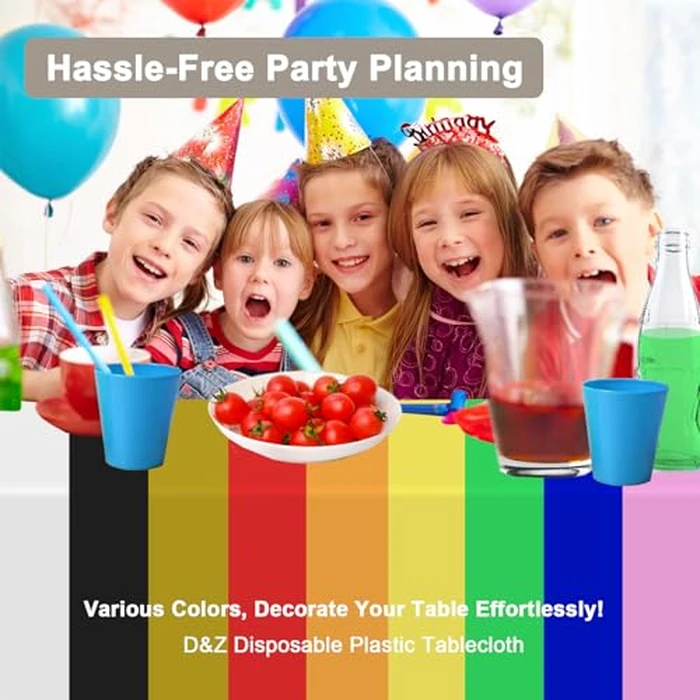 D&Z Plastic Table Cloth Disposable, 12 Pack Black Round Tablecloth Individually Wrapped for Indoor&Outdoor, 84 Inch Table Cover for Party, Picnic, Birthday, Wedding & Dinner by D&Z - Image 7