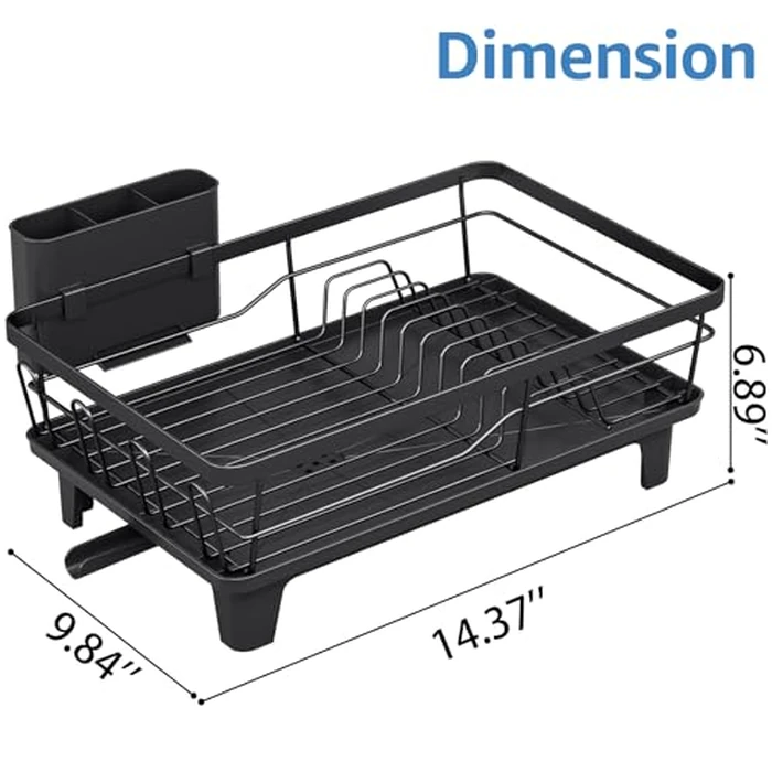 Urackify Dish Drying Rack - Large Dish Rack with Drainboard for Kitchen Counter, Stainless Steel Dish Drainer Fits Most Kitchen Sinks, Black by Urackify - Image 6