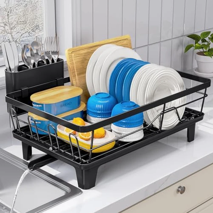 Urackify Dish Drying Rack - Large Dish Rack with Drainboard for Kitchen Counter, Stainless Steel Dish Drainer Fits Most Kitchen Sinks, Black by Urackify - Image 7