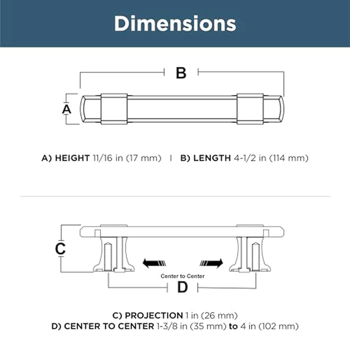 Franklin Brass Adjusta-Pull Chamfered Edge (5-Pack) Adjustable Drawer Pulls/Cabinet Handles 1-3/8" to 4" Hole Center Matte Black Hardware Kitchen Door, Drawers, Dressers, Furniture P49106-FB-B by Franklin Brass - Image 3