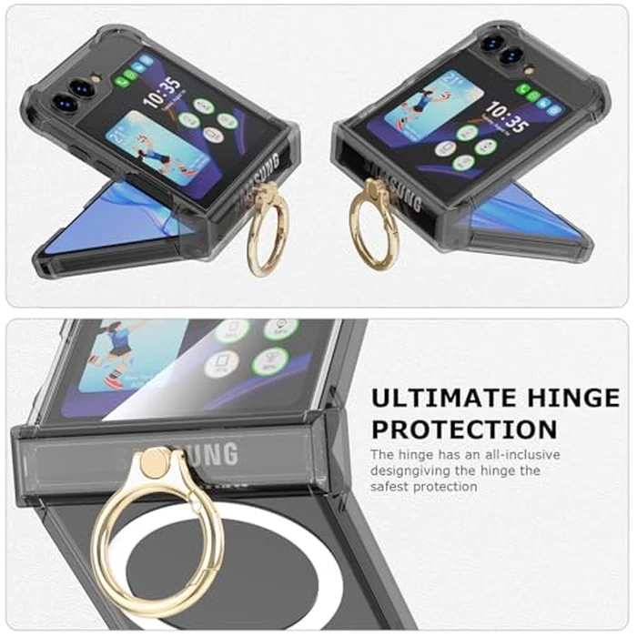 DAKORIE Case for Samsung Galaxy Z Flip 6 Case with Ring Shockproof Kickstand Hinge Protection Compatible with Magsafe Phone Cover for Samsung Galaxy Z Flip 6 5G(Carbon Black) by DAKORIE - Image 3