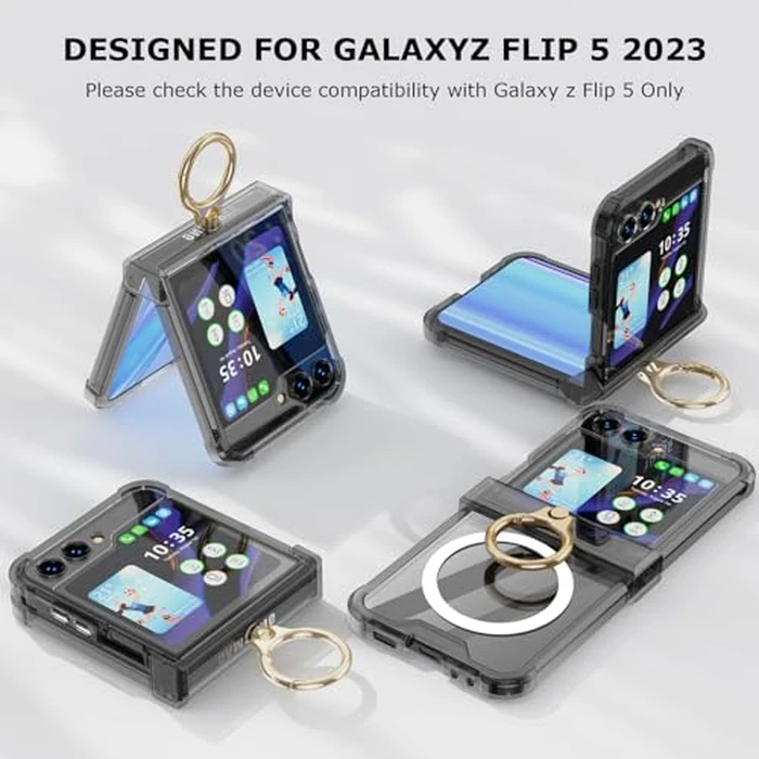 DAKORIE Case for Samsung Galaxy Z Flip 6 Case with Ring Shockproof Kickstand Hinge Protection Compatible with Magsafe Phone Cover for Samsung Galaxy Z Flip 6 5G(Carbon Black) by DAKORIE - Image 4