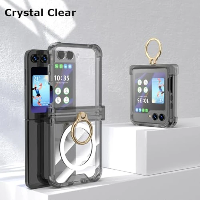 DAKORIE Case for Samsung Galaxy Z Flip 6 Case with Ring Shockproof Kickstand Hinge Protection Compatible with Magsafe Phone Cover for Samsung Galaxy Z Flip 6 5G(Carbon Black) by DAKORIE - Image 7