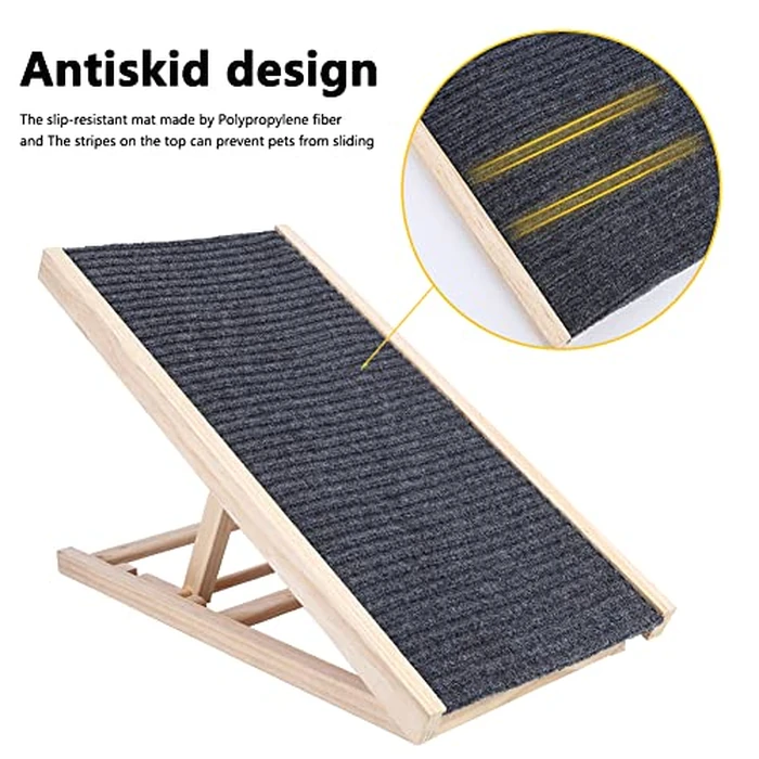 Foldable Dog Ramp & Stairs - Adjustable Height Wooden Pet Ramps for Small Dogs, Cats, Senior Pets, Anti-Slip Carpet Surface, Supports 50kg/110lbs, Dog Ramp for Couch, Bed, & SUV by ActiveTrail - Image 3