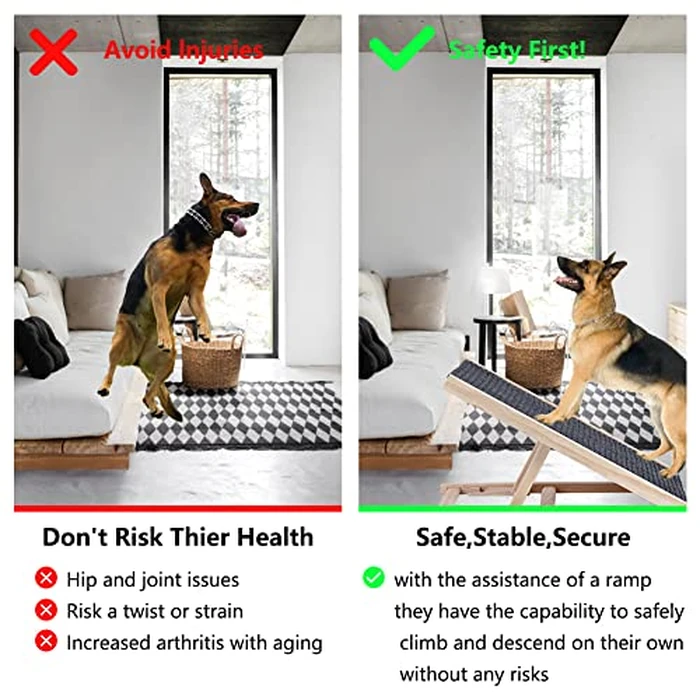 Foldable Dog Ramp & Stairs - Adjustable Height Wooden Pet Ramps for Small Dogs, Cats, Senior Pets, Anti-Slip Carpet Surface, Supports 50kg/110lbs, Dog Ramp for Couch, Bed, & SUV by ActiveTrail - Image 5