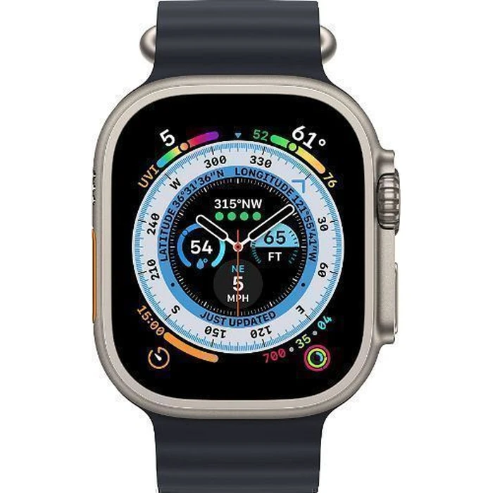 Apple Watch Ultra (Cellular + GPS) - 32GB - 49mm - Titanium Titanium Case with Midnight Rubber Ocean Band - One Size by Apple - Refurbished - Excellent condition