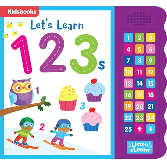 Let’s Learn 123s - Interactive Toddler Counting Sound Book with 27 Buttons | Tracing, Number Recognition, Children's Board Book | Learn Numbers 1-25 | Fun Early Learning Activities for Boys & Girls by Kidsbooks - Used - Good condition - US$8.61