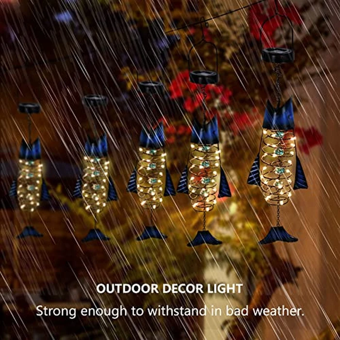 HONGLAND Patio Deals Solar Lanterns Outdoor Waterproof, Fish Lantern Lights, Metal Hanging Garden Decor for Patio & Yard, Gifts for Fishermen, Warm White LED Home Decoration by HONGLAND - Image 7