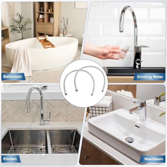 M METERXITY 2-Pack 31 Inch Faucet Hose Connector, 9/16 Inch Female Compression M8 Male Connector Braided Stainless Steel Water Supply Line for Bathroom/Kitchen, Faucet Supply Lines by M METERXITY - Image 6