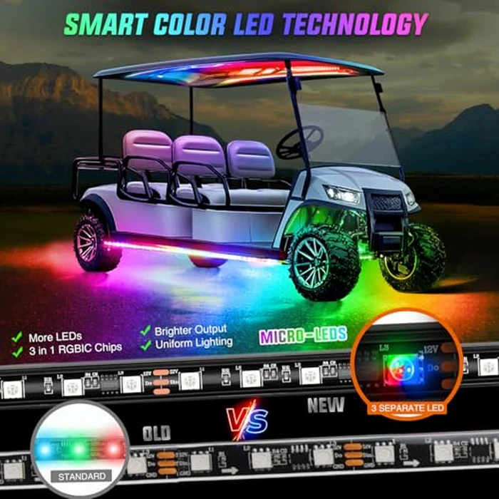 Nilight 6PCS Golf Cart Underbody Light Kit with Canopy Lights Dream Color Multi-Mode Neon Accent Lighting APP Remote Control Sound Active Music Sync IP67 Waterproof 12V-66V for EZGO Yamaha Club Car by Nilight - Image 3