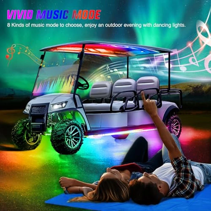 Nilight 6PCS Golf Cart Underbody Light Kit with Canopy Lights Dream Color Multi-Mode Neon Accent Lighting APP Remote Control Sound Active Music Sync IP67 Waterproof 12V-66V for EZGO Yamaha Club Car by Nilight - Image 7
