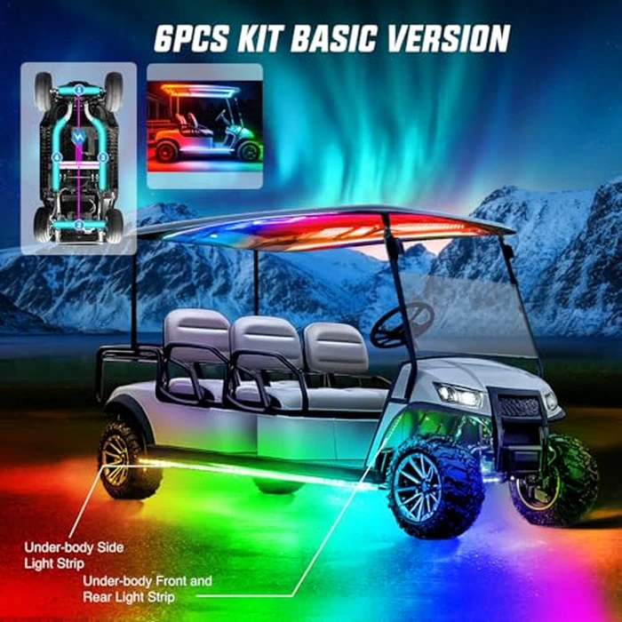 Nilight 6PCS Golf Cart Underbody Light Kit with Canopy Lights Dream Color Multi-Mode Neon Accent Lighting APP Remote Control Sound Active Music Sync IP67 Waterproof 12V-66V for EZGO Yamaha Club Car by Nilight - Image 8