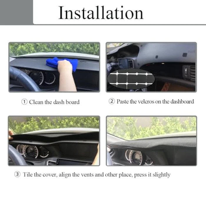 Dash Cover Mat for Dodge Challenger with Light Sensor w/o Speaker Cutout, Dashboard Pad Carpet Protector K185 (Black) by AKMOTOR - Image 5