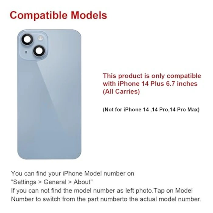 Perzework Rear Back Glass Replacement for iPhone 14 Plus 6.7-inches with Reparing Toolkit and All Necessary Parts (Blue) by Perzework - Image 2