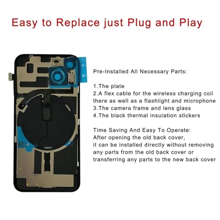 Perzework Rear Back Glass Replacement for iPhone 14 Plus 6.7-inches with Reparing Toolkit and All Necessary Parts (Blue) by Perzework - Image 4