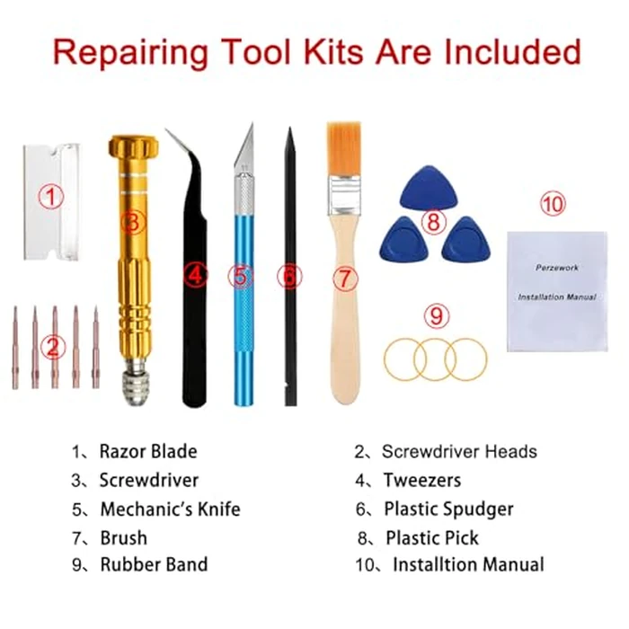 Perzework Rear Back Glass Replacement for iPhone 14 Plus 6.7-inches with Reparing Toolkit and All Necessary Parts (Blue) by Perzework - Image 6