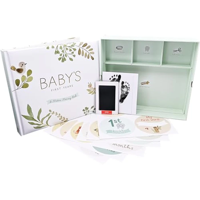 Baby's First Years: A Modern Memory Book with Keepsake Box, Baby Stamp Pad, and Milestone Stickers by PETER PAUPER PRESS - Image 1