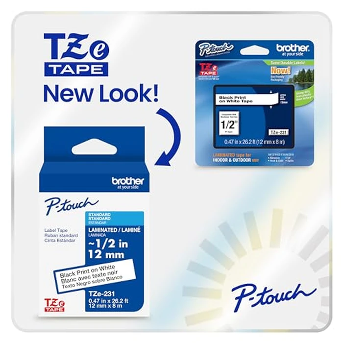 Brother Genuine TZe-S231 Black on White Laminated Tape for TZe-Compatible P-Touch Label Makers, 12 mm Wide x 8 m Long by Brother - Image 8