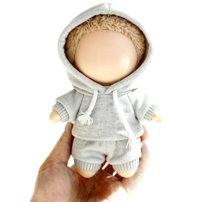 Hoodies Clothes for LABUBU 17cm Doll (NO Doll), Casual Style Costumes for LABUBU Dress up Unique Style, Cute and Premium Dolls Outfit Accessories for LABUBU (Gery Sweatshirt) by VVQUI - Used - Like New condition - US$12.02