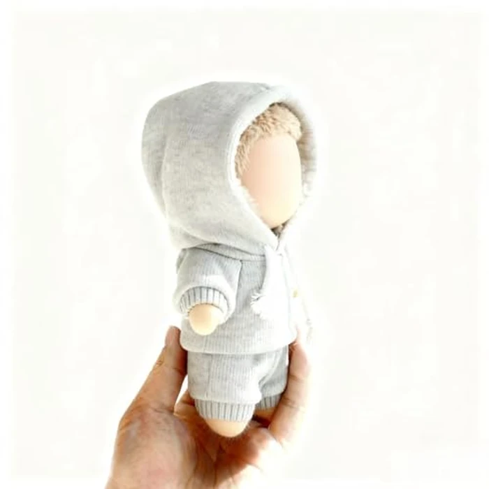 Hoodies Clothes for LABUBU 17cm Doll (NO Doll), Casual Style Costumes for LABUBU Dress up Unique Style, Cute and Premium Dolls Outfit Accessories for LABUBU (Gery Sweatshirt) by VVQUI - Image 2