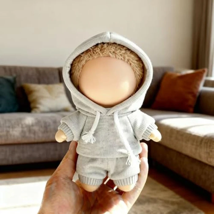 Hoodies Clothes for LABUBU 17cm Doll (NO Doll), Casual Style Costumes for LABUBU Dress up Unique Style, Cute and Premium Dolls Outfit Accessories for LABUBU (Gery Sweatshirt) by VVQUI - Image 5