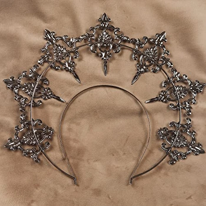 L'VOW Gothic Mary Halo Crown Baroque Saint Headband Wedding Headpiece Tiara and Crown for Women and Girl(Silver-S1) by L'VOW - Image 4