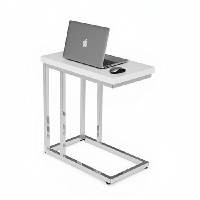 Lavish Home C-Shaped Sofa Side Table - Modern End Table, Laptop Tray, or Compact Bedside Nightstand - Space Saving Furniture by Lavish Home (White) by Lavish Home - Image 1