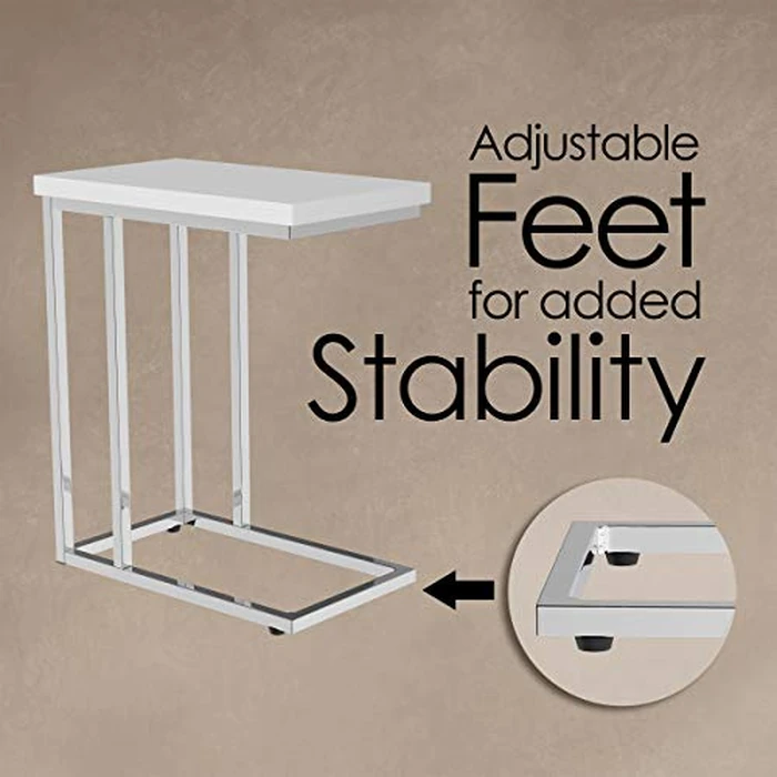 Lavish Home C-Shaped Sofa Side Table - Modern End Table, Laptop Tray, or Compact Bedside Nightstand - Space Saving Furniture by Lavish Home (White) by Lavish Home - Image 2