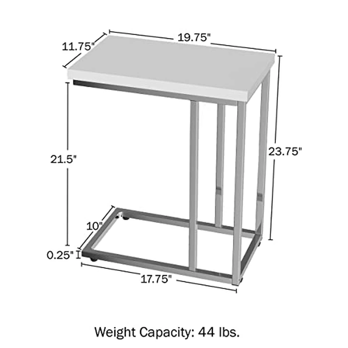 Lavish Home C-Shaped Sofa Side Table - Modern End Table, Laptop Tray, or Compact Bedside Nightstand - Space Saving Furniture by Lavish Home (White) by Lavish Home - Image 5