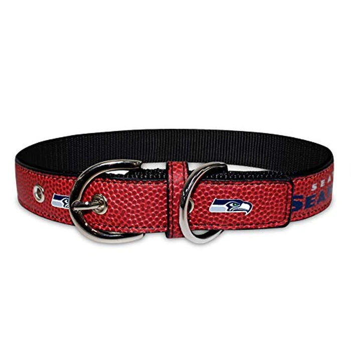 Pets First Tough Leather Pet Collar NFL Seattle Seahawks Premium Dog Collar, Limited Edition, Size Medium. Best & Strongest Heavy-Duty Dog Collar!, Medium (16-20"" Long & 1"" Wide) (SEA-3081-MD) by Pets First - Image 4