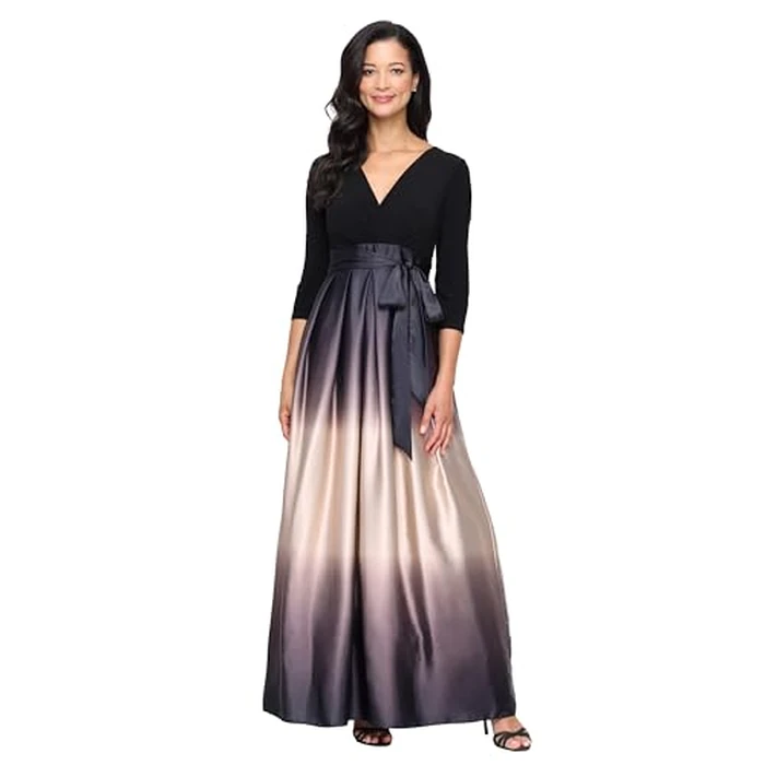 S.L. Fashions Womens Long Satin Ombre Mother of The Bride Dress, Wedding Guest, Formal Party Gown (Petite and Regular Sizes) by S.L. Fashions - Used - Like New condition - US$80.28