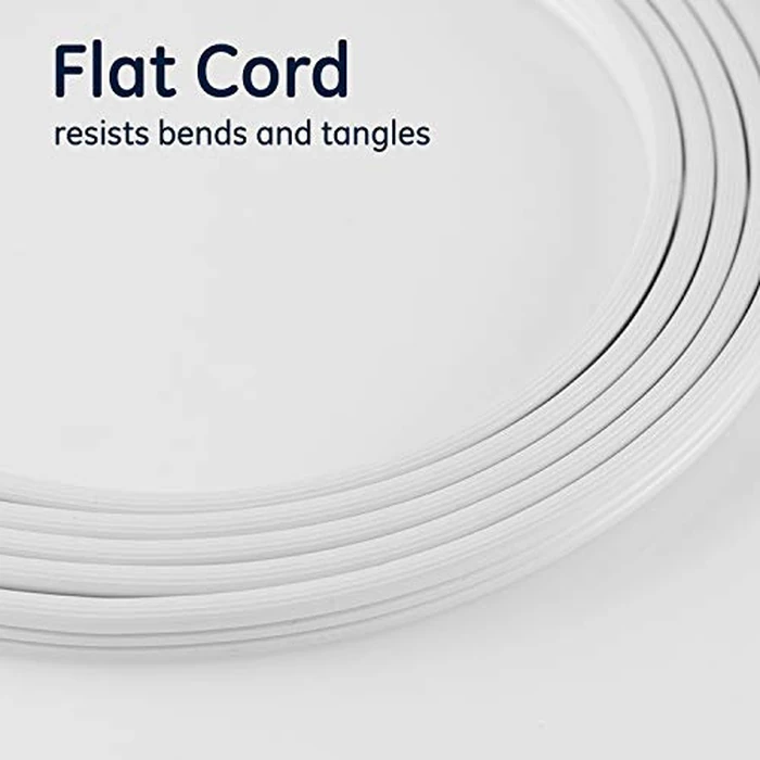 GE 3-Outlet Flat Extension Cord 8 Ft Grounded Extension Cord with Multiple Outlets 3 Prong Outlet Extender Flat Plug Power Strip Indoor 16 Gauge UL Listed 2 Pack White 57366 by GE - Image 4