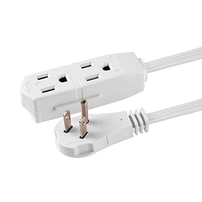 GE 3-Outlet Flat Extension Cord 8 Ft Grounded Extension Cord with Multiple Outlets 3 Prong Outlet Extender Flat Plug Power Strip Indoor 16 Gauge UL Listed 2 Pack White 57366 by GE - Image 6