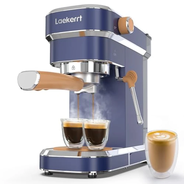 Laekerrt 20 Bar Espresso Maker CMEP01 with Milk Frother Steamer, Home Expresso Coffee Machine for Cappuccino and Latte (Navy Blue, Stainless Steel) Gift for Coffee Lovers, Father by Laekerrt - Image 1