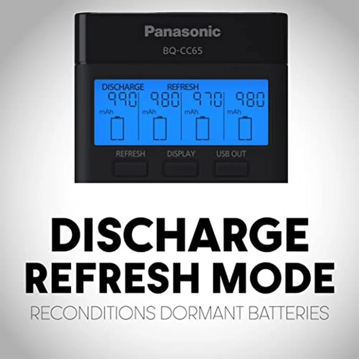 Panasonic K-KJ65K3A4BA Super Advanced 4-Position Quick Charger with LCD Indicator Panel, USB Charging Port and 4AAA eneloop pro Rechargeable Batteries, Black by Panasonic - Image 4