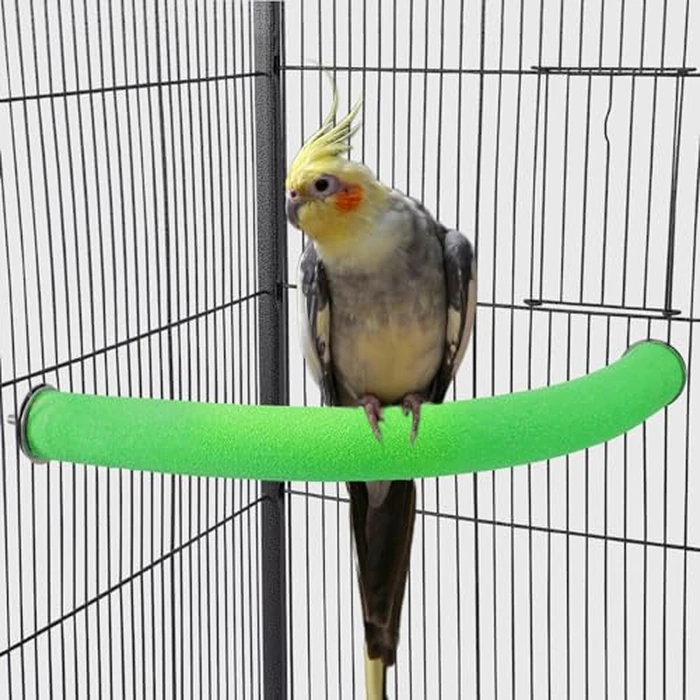 FrgKbTm U Shape Parrot Perch Stand Toy Bird Platform Sand Paw Grinding Clean Stick Exercise Conure Budgie Cockatiel Cage Accessories (Green Corner Medium) by FrgKbTm - Used - Very Good condition - US$12.81