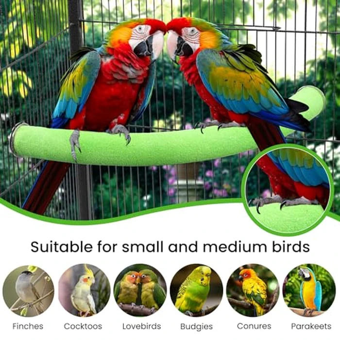 FrgKbTm U Shape Parrot Perch Stand Toy Bird Platform Sand Paw Grinding Clean Stick Exercise Conure Budgie Cockatiel Cage Accessories (Green Corner Medium) by FrgKbTm - Image 4