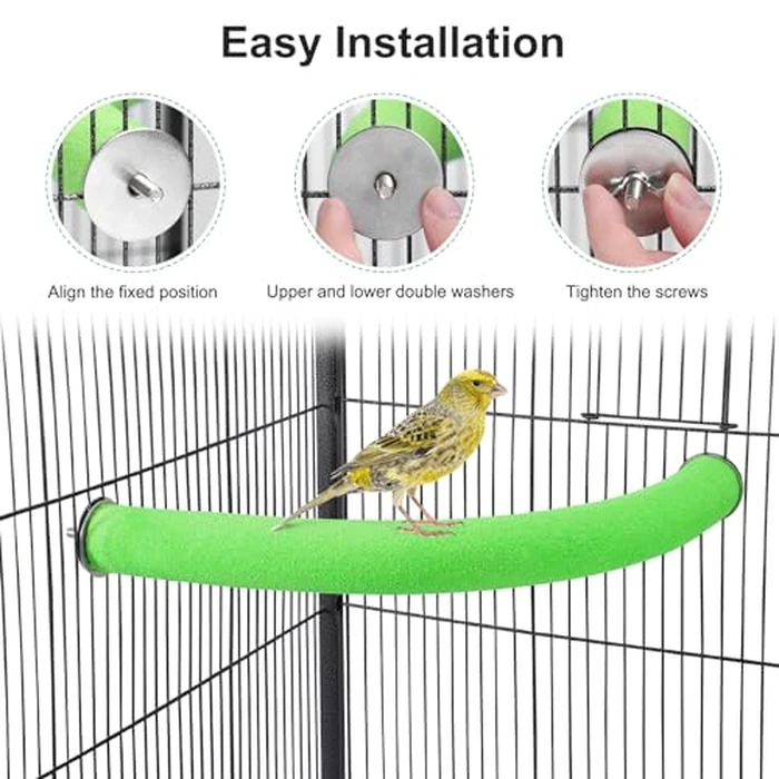 FrgKbTm U Shape Parrot Perch Stand Toy Bird Platform Sand Paw Grinding Clean Stick Exercise Conure Budgie Cockatiel Cage Accessories (Green Corner Medium) by FrgKbTm - Image 5