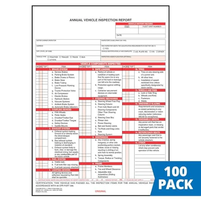 J. J. Keller 100-Pack, Annual Vehicle Inspection Report Form with Carbon, 3-Ply Snap-Out, DOT Compliant by J. J. Keller & Associates, Inc. - Image 2