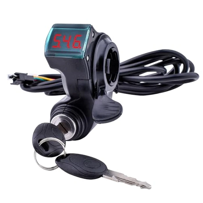 Chokayaky Universal Ebike Throttle with Display 12V-96V Electric Scooter Ignition Lock Key Switch 5 Wires Scooter Key Ignition e-Bike Thumb Throttle and Display Electric Scooter Throttle Replacement by Chokayaky - Used - Like New condition